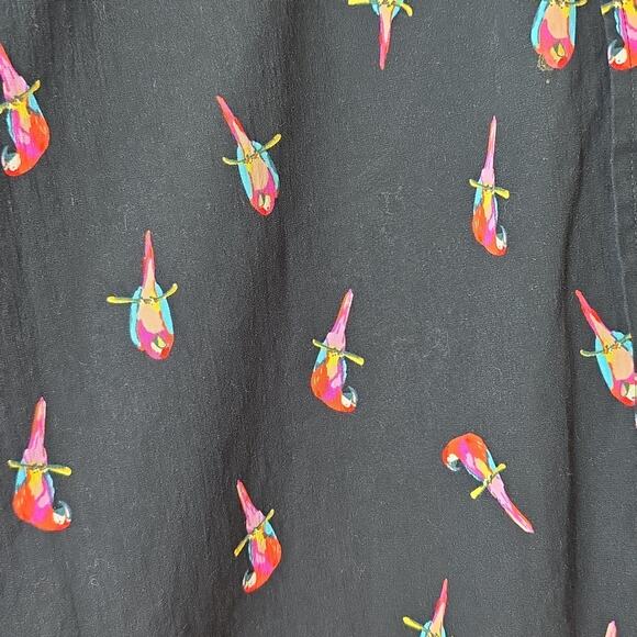 Mens Sz 2XL Classic Fit Black Parrot Print Button Down Islands George Shirt - Picture 4 of 12